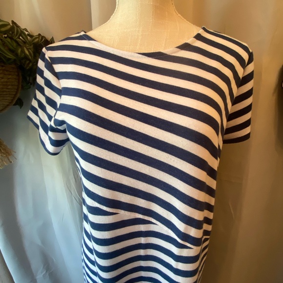 ❌SOLD❌ RUBY RD CASUAL BLUE AND WHITE STRIPED DRESS SMALL - Picture 2 of 5